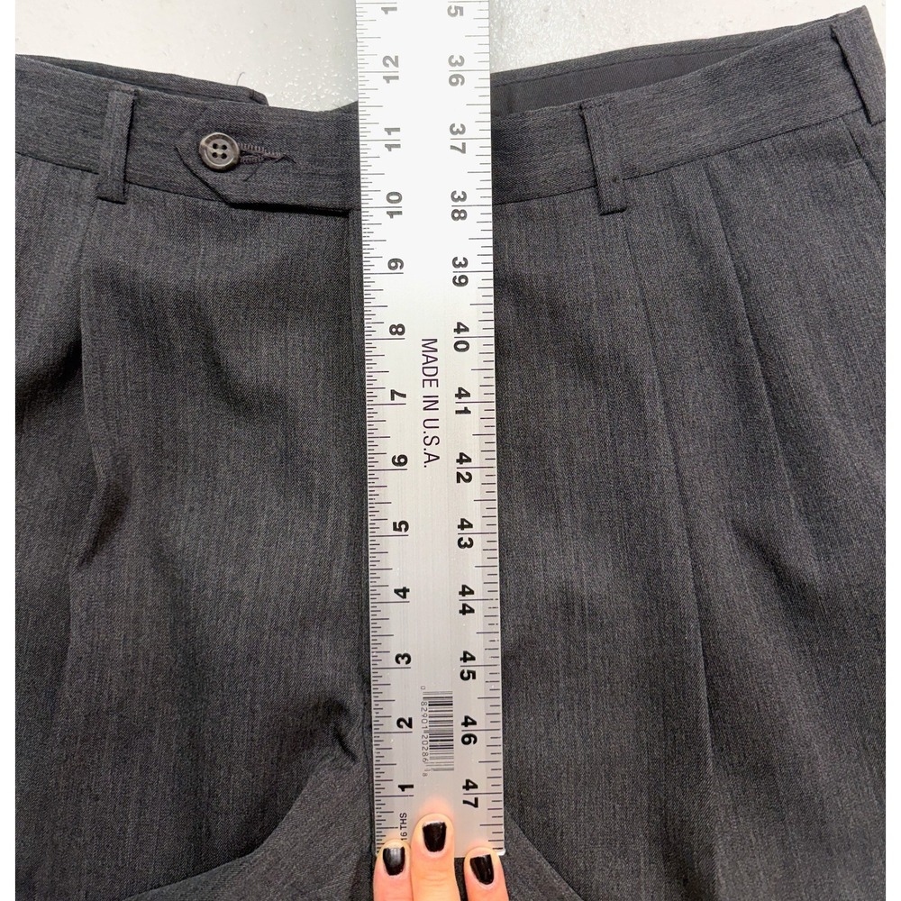 vtg Y2K Jos A Bank 34x30 Charcoal Dress Pants Trousers Pleated Cuffed Wool - Picture 3 of 8